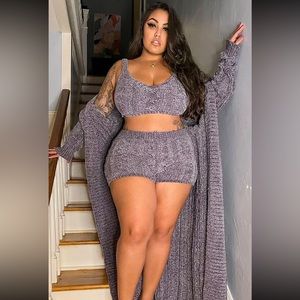 Cozy Living 3 Piece Short Set - Charcoal